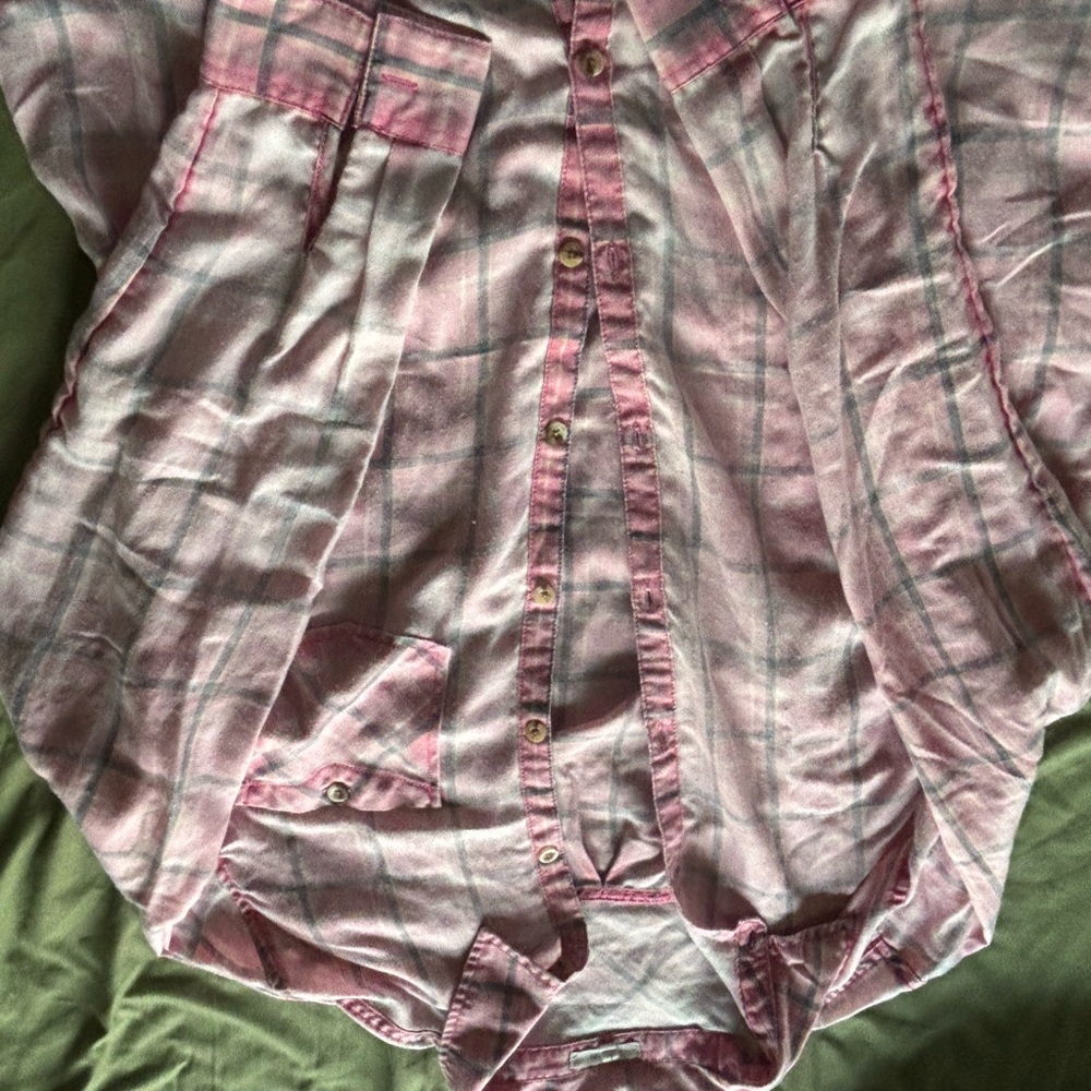Maurices Pink and Gray Plaid Shirt